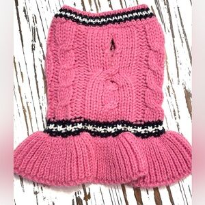 Pink Cable Knit Dog Sweater XLG